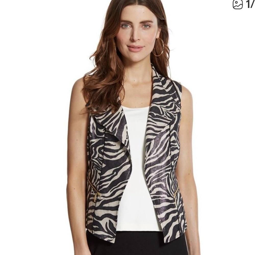 Chico's Foiled Zebra Print Vest